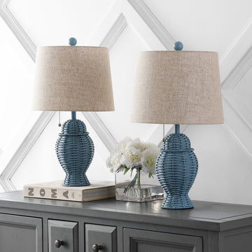 Margie Wicker 20.5" Bohemian Rustic Iron LED Table Lamp - JONATHAN Y